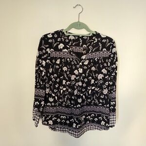 Lucky Brand Black and Cream Cotton Blouse